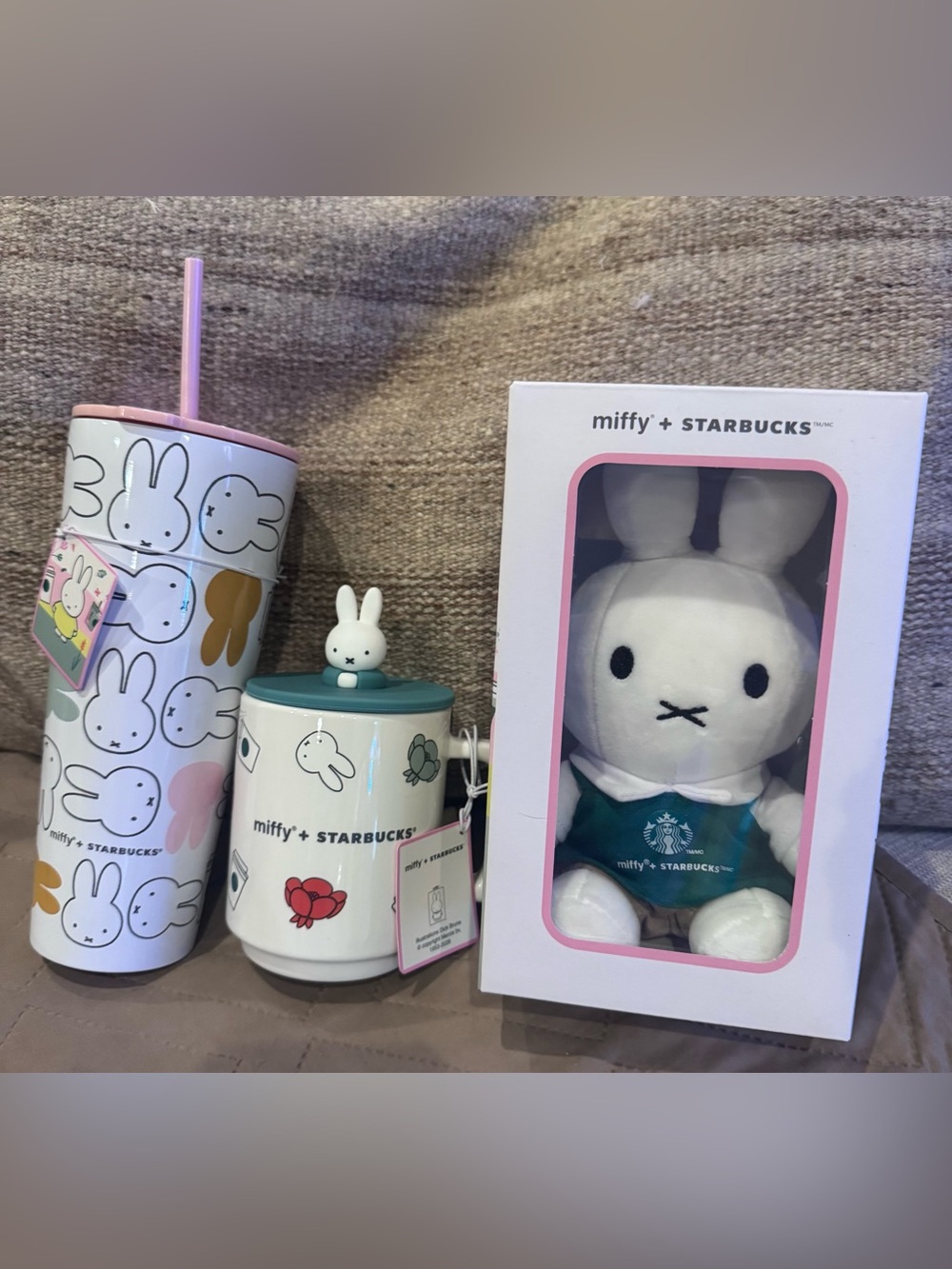 New Rare Lot 3 Items Starbucks 2026 Miffy Bunny Barista Mug Venti Stuffed Animal